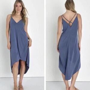 Lush Sz M Strappy Asymmetric High Low Midi Dress Modal SOFT flowy lightweight